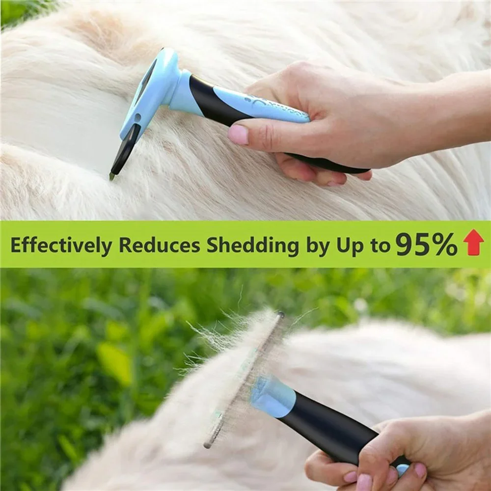 🐾 Professional Pet Deshedding Tool ✨ Dog & Cat Grooming Brush Fur Remover